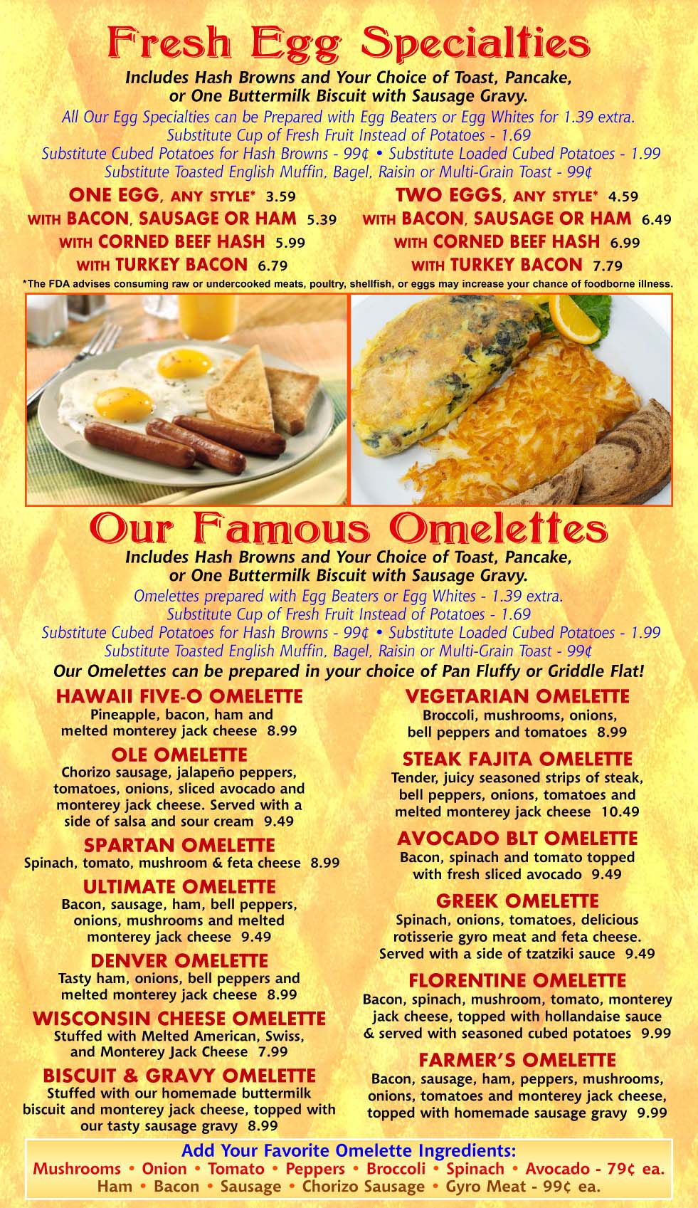 Egg Specialties, Omelettes